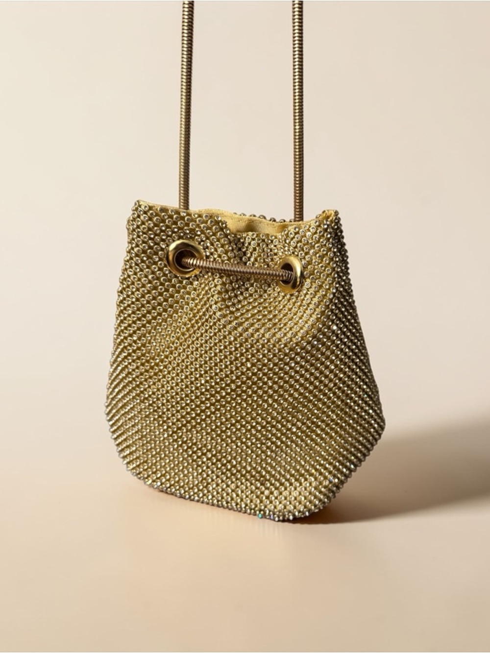 Urban Expressions Gold Beaded Drawstring Mini Bag